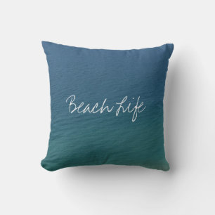 Beach Life Quotes Ocean Water Blue Abstract Cute Throw Pillow