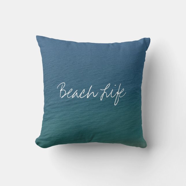Beach Life Quotes Ocean Water Blue Abstract Cute Throw Pillow (Front)