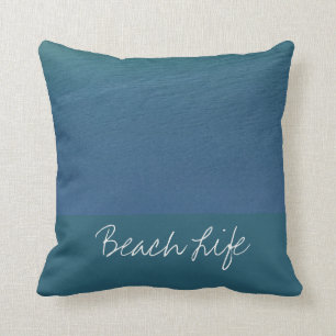 Beach Life Quotes Ocean Water Blue Abstract Gift Throw Pillow
