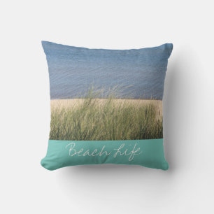 Beach Life Quotes Waves Ocean Coastal Shore Scenic Outdoor Pillow