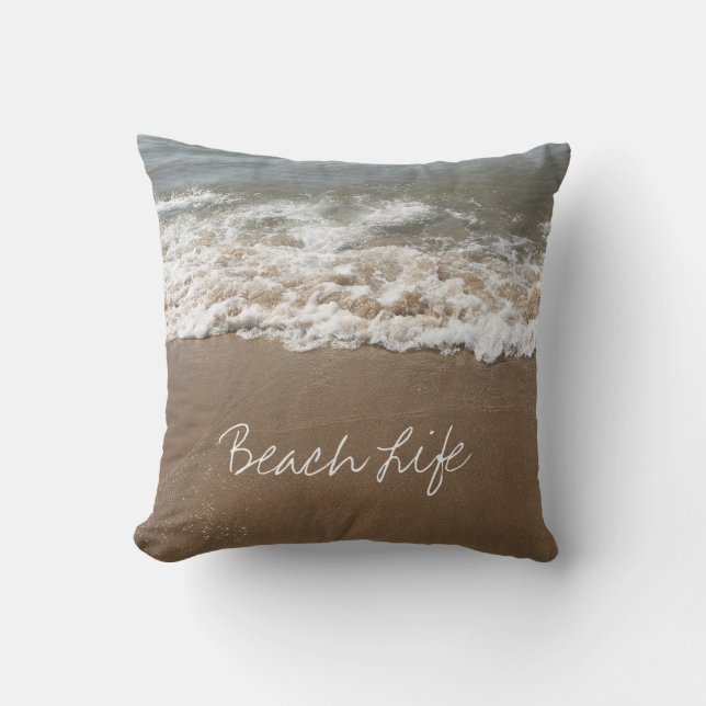 Beach Life Quotes Waves Ocean Coastal Water Cute Outdoor Pillow (Front)