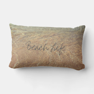 Beach Life Quotes Waves Ocean Sandy Clear Water Lumbar Pillow