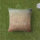 Beach Life Quotes Waves Ocean Sandy Clear Water Outdoor Pillow (Grass)