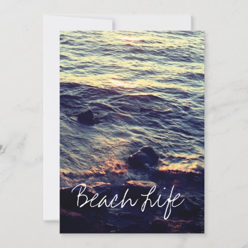 Beach Life Quotes Waves Ocean Sunset Water Scenic Holiday Card
