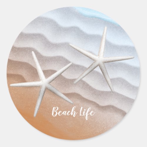 Beach Life Starfish Couple Classic Round Sticker