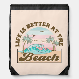 Beach Life Summer Fun Drawstring Bag
