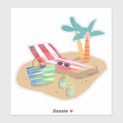 Beach Life Surf Sand and Palm Trees Sticker