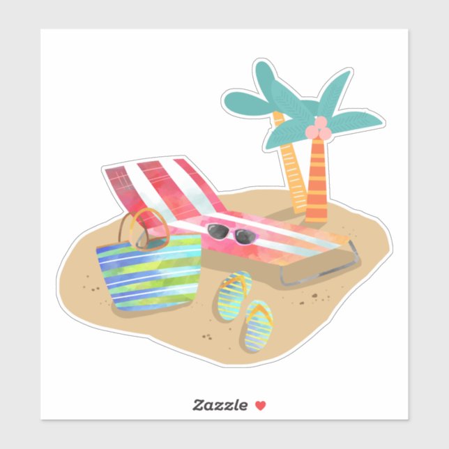 Beach Life Surf Sand and Palm Trees Sticker (Sheet)