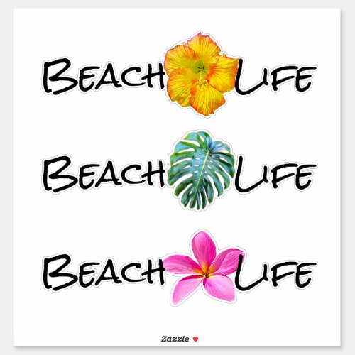 Beach Life Tropical Floral Typography Sticker