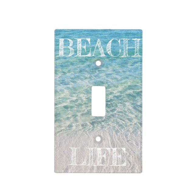 Beach Life Tropical Sandy Beach Turquoise Blue Light Switch Cover (Front)