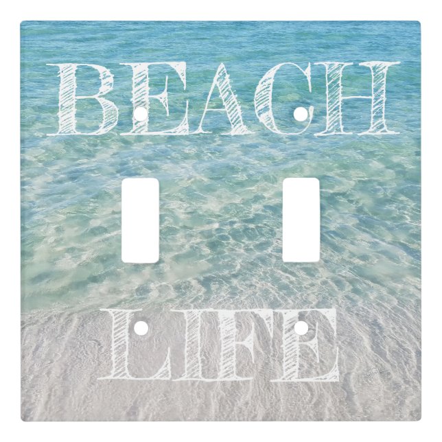 Beach Life Tropical Sandy Beach Turquoise Blue Light Switch Cover (Front)