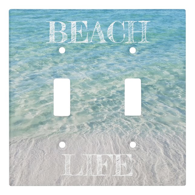 Beach Life Tropical Sandy Beach Turquoise Blue Light Switch Cover (Front)