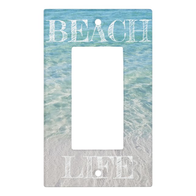 Beach Life Tropical Sandy Beach Turquoise Blue Light Switch Cover (Front)