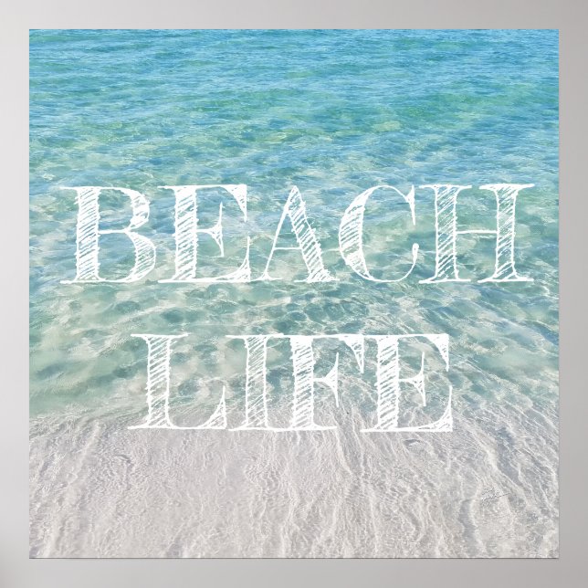 Beach Life Tropical Sandy Beach Turquoise Blue Poster (Front)
