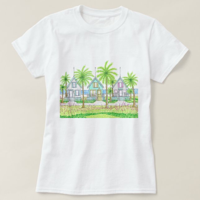 Beach Life Tropical Shack Tshirt Regular (Design Front)