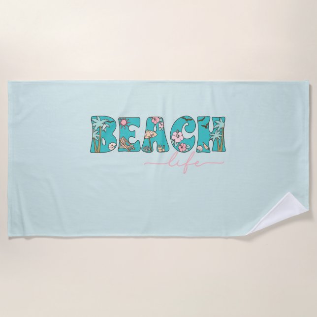 Beach Life Tropical Summer Customized Towel (Front)