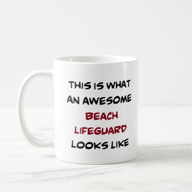 beach lifeguard, awesome coffee mug (Left)