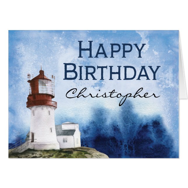 Beach Light House From Office Group  Birthday Card (Front Horizontal)