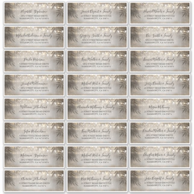 Beach Light Wedding Guest Name Address Labels (Front)