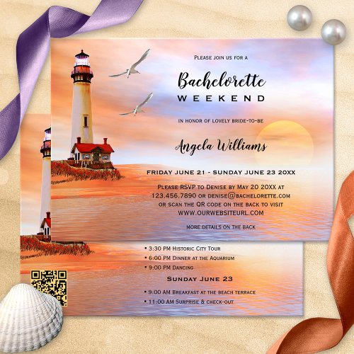 Beach Lighthouse Bachelorette Weekend Invitation
