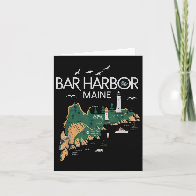 Beach Lighthouse Bar Harbor Maine  Card (Front)