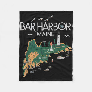 Beach Lighthouse Bar Harbor Maine Fleece Blanket