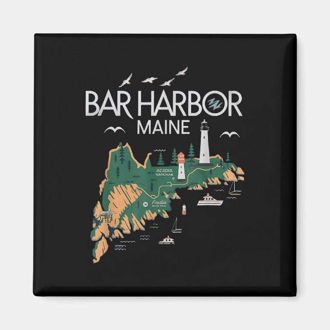 Beach Lighthouse Bar Harbor Maine  Magnet (Front)