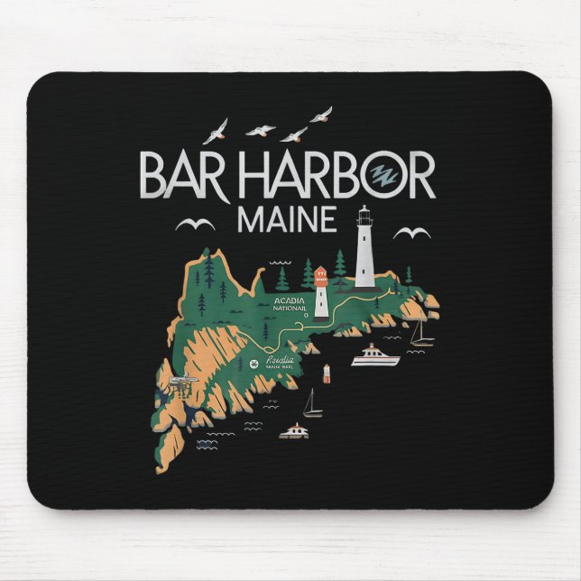 Beach Lighthouse Bar Harbor Maine  Mouse Pad (Front)