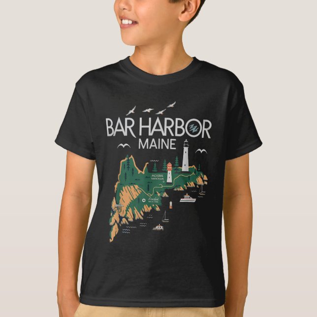 Beach Lighthouse Bar Harbor Maine  T-Shirt (Front)