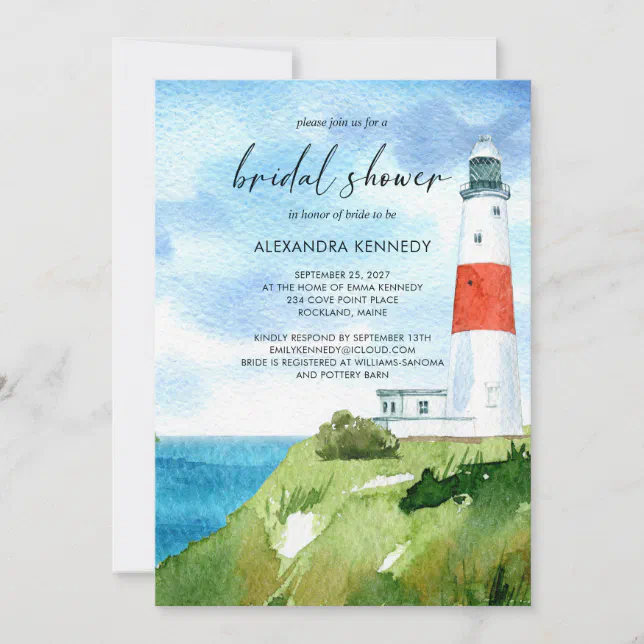 Beach Lighthouse Nautical Themed Bridal Shower Invitation Zazzle