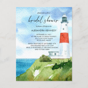 Beach Lighthouse Nautical Themed Bridal Shower Postcard