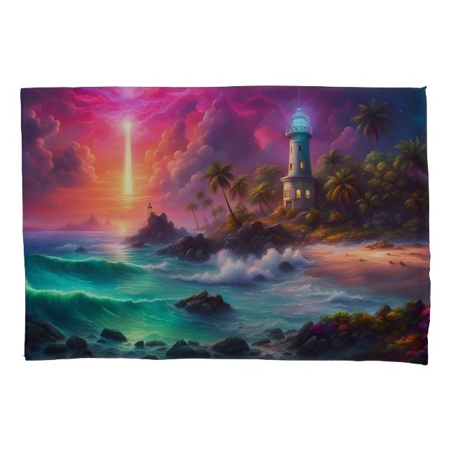 Beach Lighthouse Pillow Case (Front)