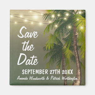 Beach Lights Palm Tree Tropical Save the Date Magnet