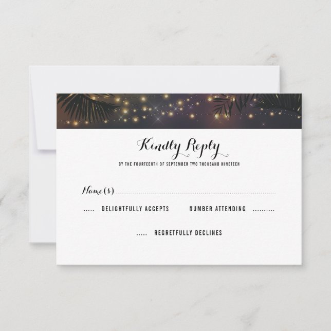 Beach Lights Wedding RSVP Card (Front)