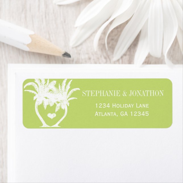 Beach Lime Green Palm Tree Destination Chalkboard Label (Insitu)