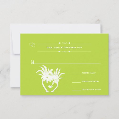 Beach Lime Palm Tree Destination Chalkboard RSVP Card