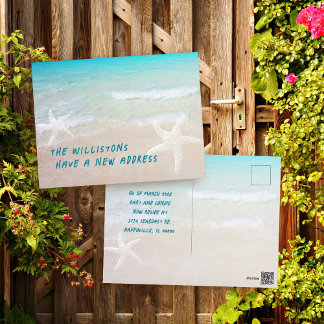 Beach Living Moving New Address Announcement Postcard