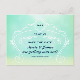 Beach Look Elegant Vintage Wedding Save The Date Announcement Postcard