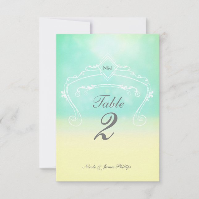 Beach Look Elegant Vintage Wedding Table Number (Front)
