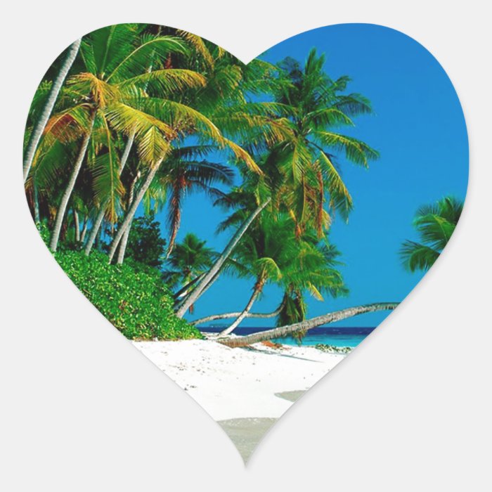 Beach Lost Paradise Heart Sticker