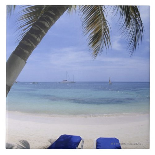 Beach Lounge Chair Palm tree Horizon Over Tile