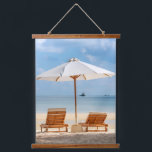 Beach Lounge Chairs with Umbrella Hanging Tapestry<br><div class="desc">Lounge Chairs with Umbrella on beautiful beach.</div>