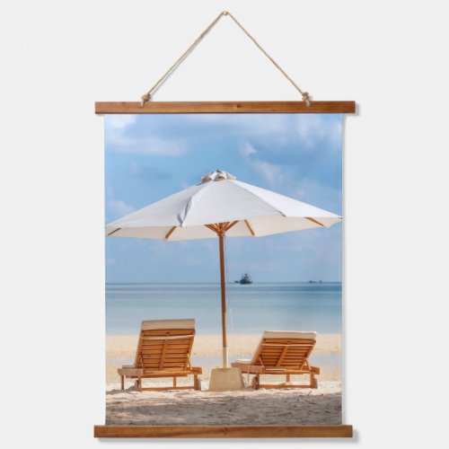 Beach Lounge Chairs with Umbrella Hanging Tapestry