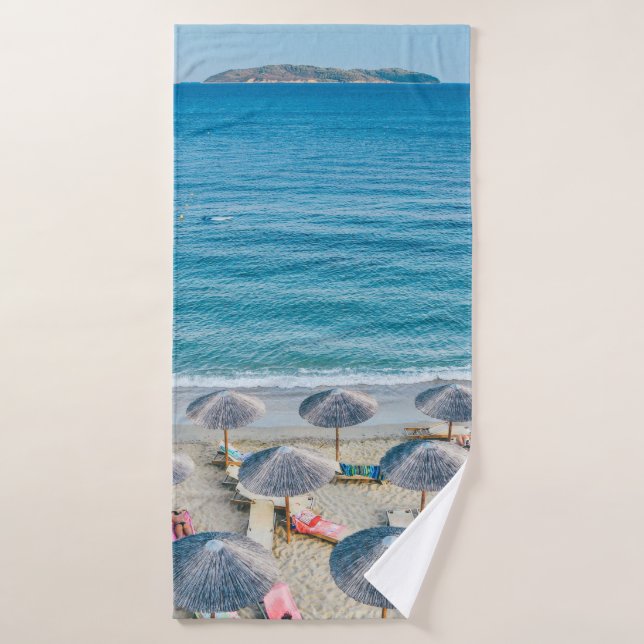 Beach lounge on seashore facing the sea bath towel (Bath Towel)