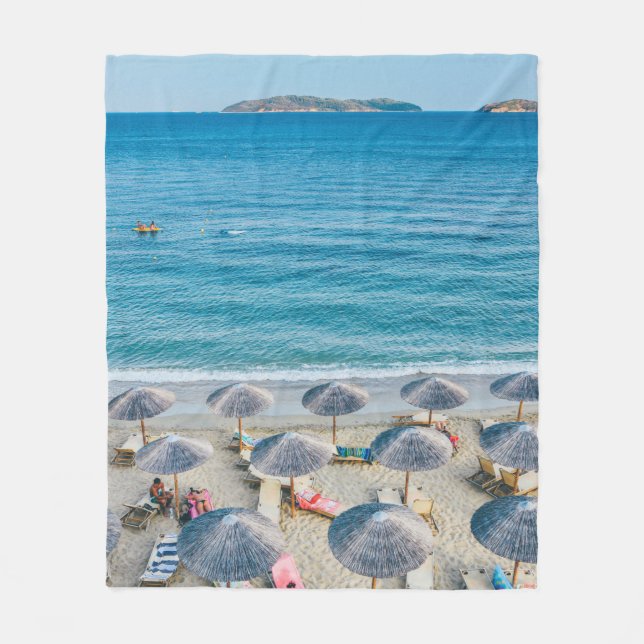 Beach lounge on seashore facing the sea fleece blanket (Front)