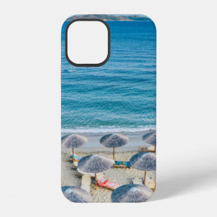Beach lounge on seashore facing the sea iPhone 12 case