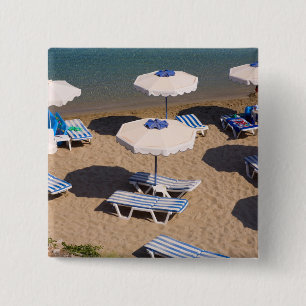 Beach Lounge Rhodes, Dodecanese Islands, Greece Pinback Button