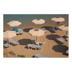 Beach Lounge Rhodes, Dodecanese Islands, Greece Wood Wall Art