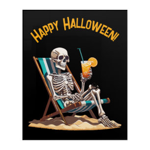 Beach Lounging Skeleton Halloween Acrylic Print