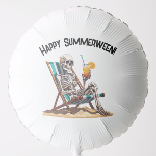 Beach Lounging Skeleton Halloween Balloon
